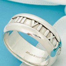 Size 5 Tiffany Wide Atlas Roman Numerals Mens Unisex Ring in Sterling Silver - £117.30 GBP