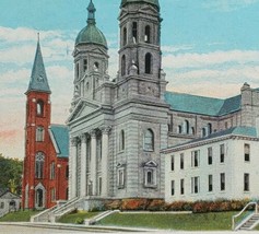 1932 St Peter&#39;s R C Church Mansfield Ohio Vintage Postcard Entrance Street View - £13.81 GBP