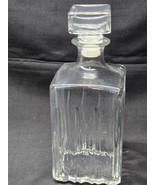 Vintage Italy Clear Glass Wine Bourbon Decanter, Cut Pattern, 1970&#39;s Bar... - $17.62 CAD