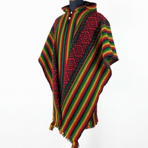 Llama Wool Mens Unisex South American Poncho Cape Coat Jacket rasta striped - £58.99 GBP