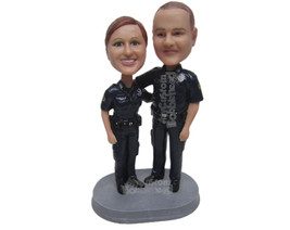 Custom Bobblehead Police Couple In Their Uniform Embracing Each Other Posing For - £116.15 GBP