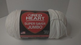 Red Heart Super Saver Jumbo Yarn WHITE 0311 *No Dye Lot* 14 oz 744 yds Acrylic - $6.78