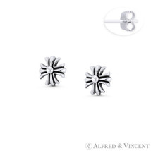 Coptic Medieval Cross Charm 8mm Stud Earrings in Oxidized .925 Sterling Silver - £15.33 GBP