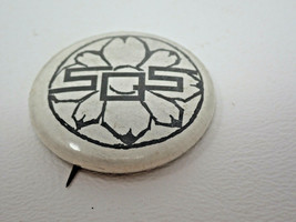 SOS Industrial Flower Design Pin Vintage Black White Floral Abstract - £8.87 GBP