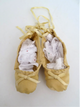 Antique Satin Shoes Ballet Slippers 3.75&quot; for Medium to Large Size Doll - £39.35 GBP