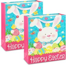  Easter Gift Bags with Handles 2 Pack Bunny with Eggs Design Ideal for - £16.36 GBP