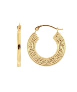 10K yellow gold hoop earrings greek key design for women - $237.39 CAD