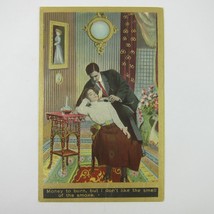 Postcard Romance Man &amp; Woman Edwardian Courtship Money to Burn Antique 1910 - £7.83 GBP