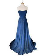 Dress the Population Ella Strapless Crepe Chiffon Gown in Navy Blue Size... - £58.38 GBP