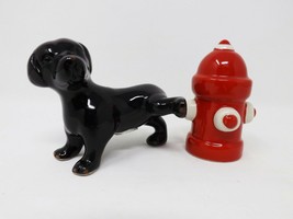 Ceramic Dog &amp; Fire Hydrant Salt &amp; Pepper Shakers - £16.13 GBP