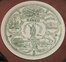 1966 Homer Laughlin Hawaii Statehood Plate King Kamehameha Diamond Head Waikiki - £32.29 GBP
