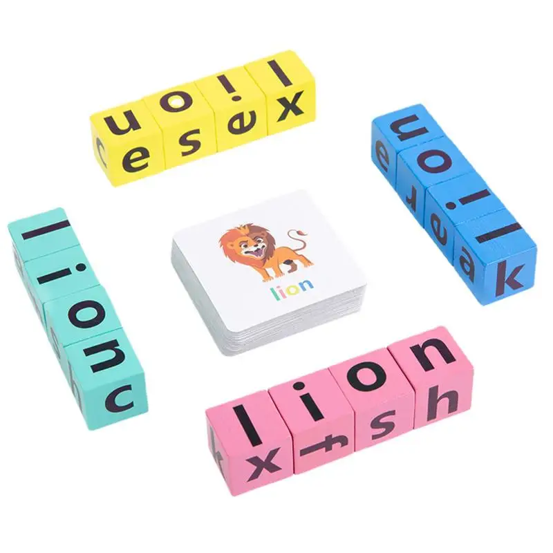 Montessori Letter Spelling Block Alphabet Spelling And Reading Words Wood Blocks - £12.00 GBP