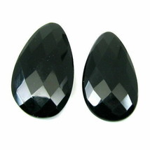Calidad Superior Grande 42.6Ct 2pc Lote Ónice Negro Facetado Piedras Preciosas - £22.77 GBP