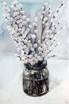 Willow in Glass Watercolor Painting Original Spring Aquarelle Art Spring Winter  - £119.90 GBP