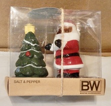 Christmas Salt &amp; Pepper Shakers Santa &amp; A Tree 3&quot; x 1 1/2&quot; Hearth &amp; Gnome 273Q - £5.49 GBP