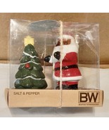Christmas Salt &amp; Pepper Shakers Santa &amp; A Tree 3&quot; x 1 1/2&quot; Hearth &amp; Gnom... - $9.45 CAD