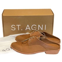 ST AGNI Dylan Mules Womens 36 US 6 Havanna Brown Slip On Lace Up Leather Slides - £53.49 GBP