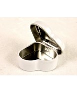 2&quot; Pocket Tin, White Heart Shape, Hinged Lid, Jewelry, Coins, Candy/Mint... - $10.64 CAD
