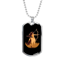Sagittarius Woman  Zodiac Necklace Stainless Steel or 18k Gold Dog Tag 24&quot; Chai - £37.92 GBP+