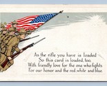 WWI Militare Fanteria Charge Patriottico Bandiera Poesia Unp Goffrato Ca... - $10.20