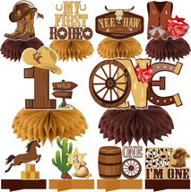 My First Rodeo Birthday Party Supplies 10Pcs Western Cowboy Honeycomb Centerpiec - £19.57 GBP
