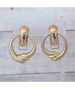 Vintage Clip On Earrings Very Large Statement Matte Gold Tone - $19.99