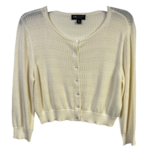 I.N. Studio Womens Cardigan Sweater Off White Long Sleeve Button Petites... - £18.57 GBP