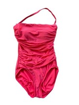 Merona Halter One piece Runched Size M Womens One Piece Swim Suit Shaping Red - £14.99 GBP