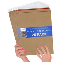 9.75x12.25 Rigid Stay Flat Kraft Cardboard Mailer w/ Tear Tab Brown 25 ct - £14.78 GBP