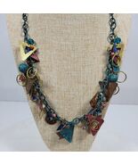 Vintage BOHO Grunge Multi Charm Necklace 26&quot; w/ Earrings 2 Wide x 3.5&quot; Drop - $270.42 MXN