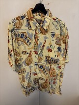 Tori Richard Shirt Men&#39;s L Button Up 100% Rayon Italy Print Short Sleeve - £53.72 GBP