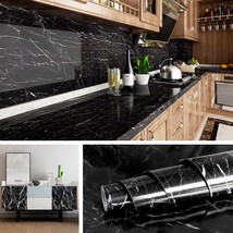 Black Marble Wallpaper, Livelynine 15.8X394&quot;, Peel And Stick Countertops For - £36.48 GBP
