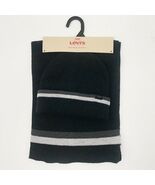 Levi&#39;s TWO PIECE Beanie Hat and Scarf Set in Black With Light &amp; Gray Stripe - €13,71 EUR