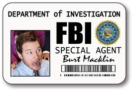 BURT MACKLIN from Parks and Recreation magnet Fastener Name Badge Halloween Cost - £13.58 GBP