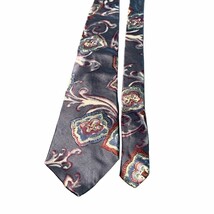 Halston III Mens Vintage Silk Tie Floral Paisley Design Necktie Multicolor - £9.40 GBP