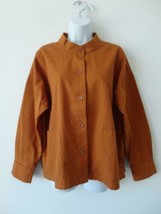 Nwt Eileen Fisher Organic Cotton Mandarin Collar Jacket Large Musk Orange - £97.47 GBP