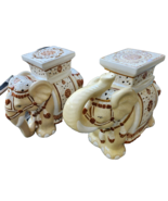Pair of Vintage Mid Century Asian Ceramic Elephant Garden Stools Statues... - £705.68 GBP