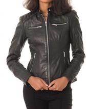 Women&#39;s Genuine Lambskin Real Leather Jacket Slim fit Biker Jacket For W... - $117.50