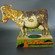 Lithographed Tin Mechanical Bossy Moo Cow Toy Circa 1930&#39;s - $19.34