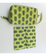 Vera Bradley Zip Up Wallet &amp; Checkbook Cover Citrus Elephant Blue and Green - £14.78 GBP