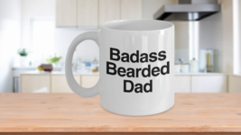 Dad Mug White Coffee Cup Funny Beard Gift for Gather Badass Beaded Dad I Love Yo - £14.42 GBP+