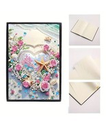 Crystal Dreamy Beach Heart &amp; Rose Notebook Journal Diamond Jewel Art COM... - $20.20 CAD