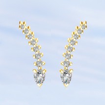 Tear Drop Moissanite Clip On Earrings With Hole In The Ear 925 Sterling Silver C - $93.83