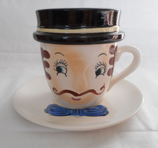 Vintage Ceramic Novelty MIJ Cup Saucer Ashtray Lid Man For Pop Only Dad Mug - £15.80 GBP