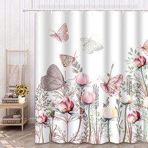 Butterfly Shower Curtain 72 X 72 Inch, Watercolor Floral Pink Peony Show... - £24.81 GBP