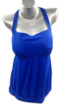Lands End Womens Tankini Swimsuit Top Size 18 Royal Blue Solid Blouson - £27.69 GBP
