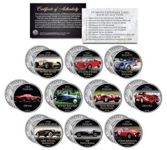 Auction Cars Colorized Jfk Kennedy Half Dollar Us 10-Coin Set Ferrari &amp; Bugatti - £44.09 GBP