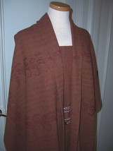 4yds Cognac Burgundy Woven Scroll Border Wool Blend Italian Haute Couture Fabric - £75.41 GBP