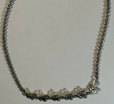 Jewelry Necklace Union Bay Silver Tone Chain with 5 Clovers 14 Inches in Length - £4.70 GBP