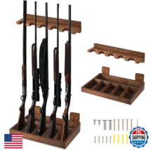 GlikCeil Wooden Vertical Wall Mount Gun Rack for 5 Long Guns, Fishing Rods - $72.65